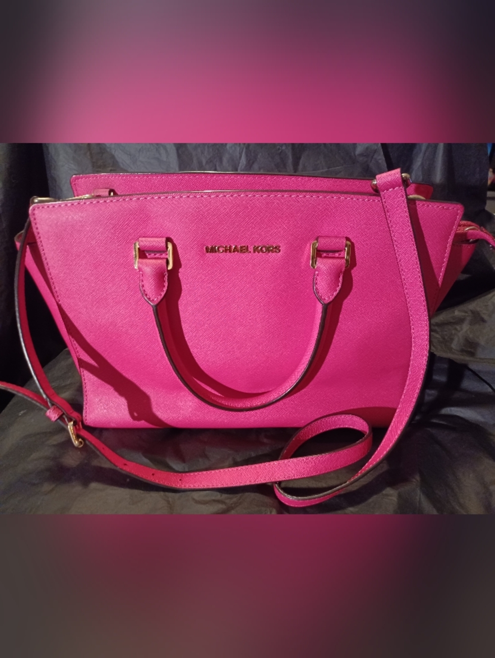 Michael Kors Magenta Saffiano leather Selma tote